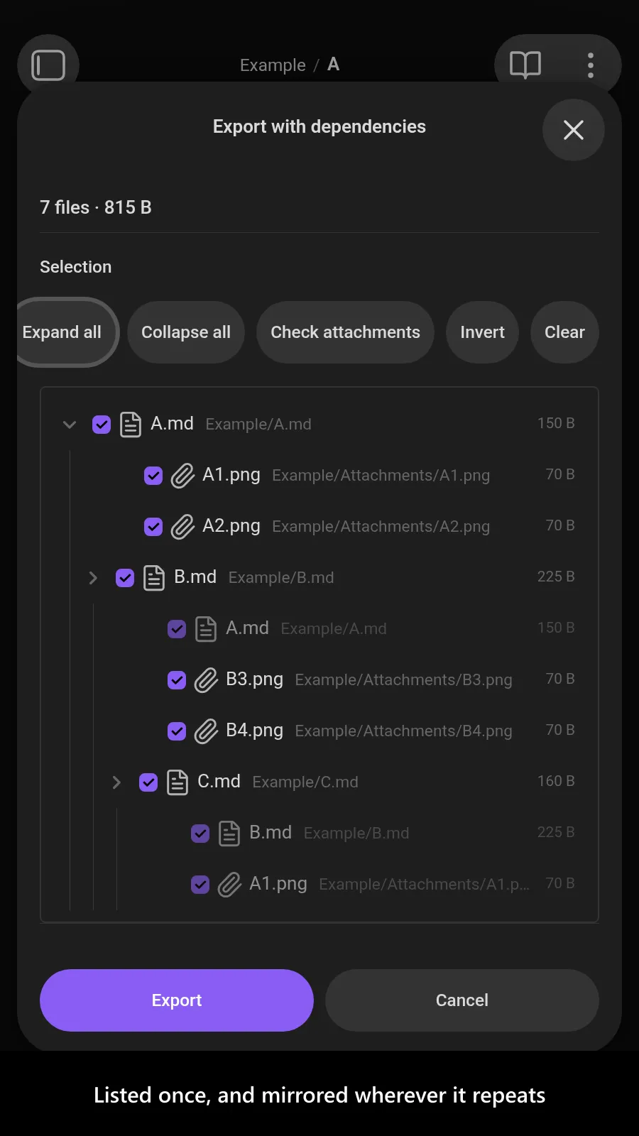 Advanced Markdown Export screenshot