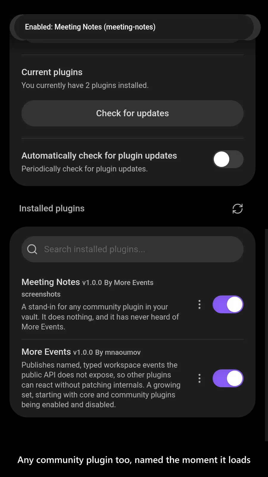 More Events screenshot