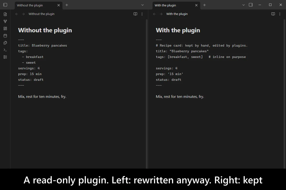 Preserve Frontmatter Formatting screenshot