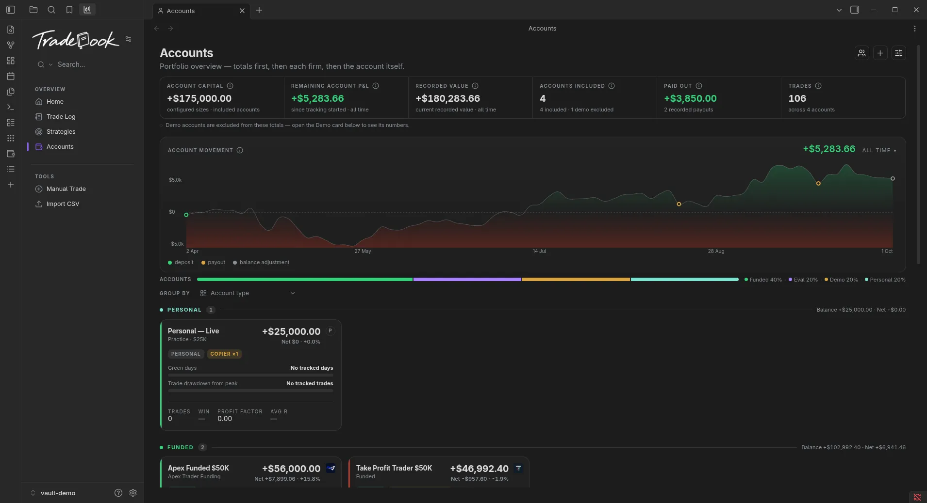 Tradebook screenshot