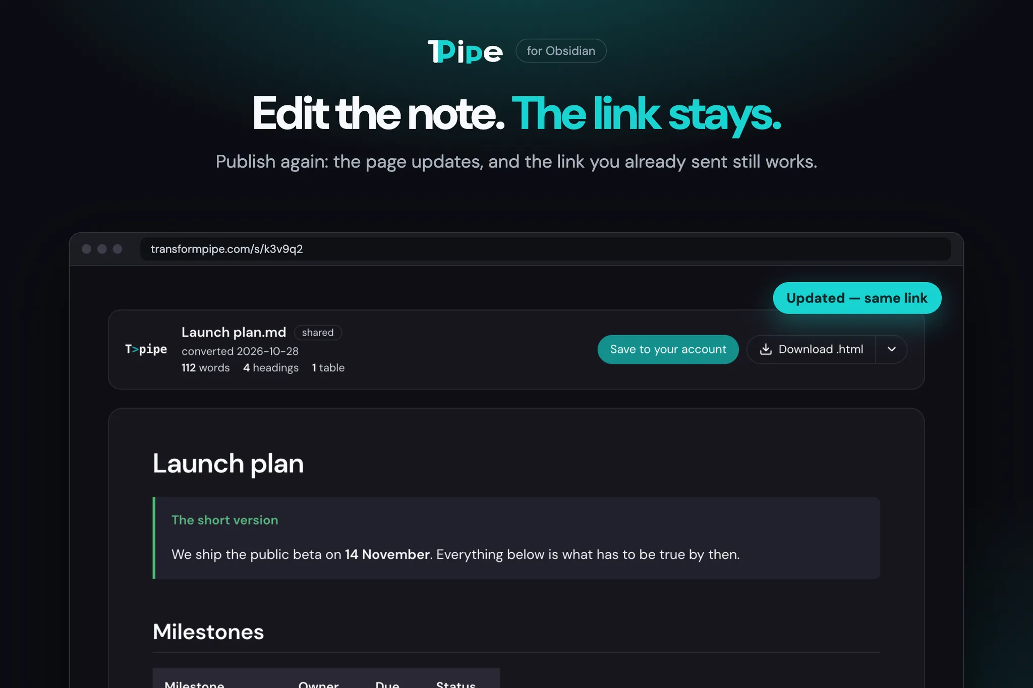 TransformPipe screenshot