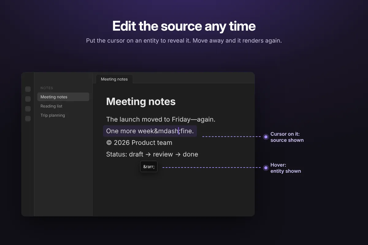 HTML Entity Renderer screenshot