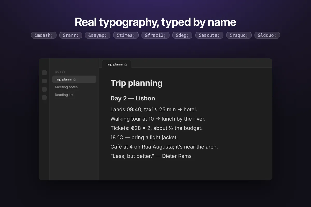 HTML Entity Renderer screenshot