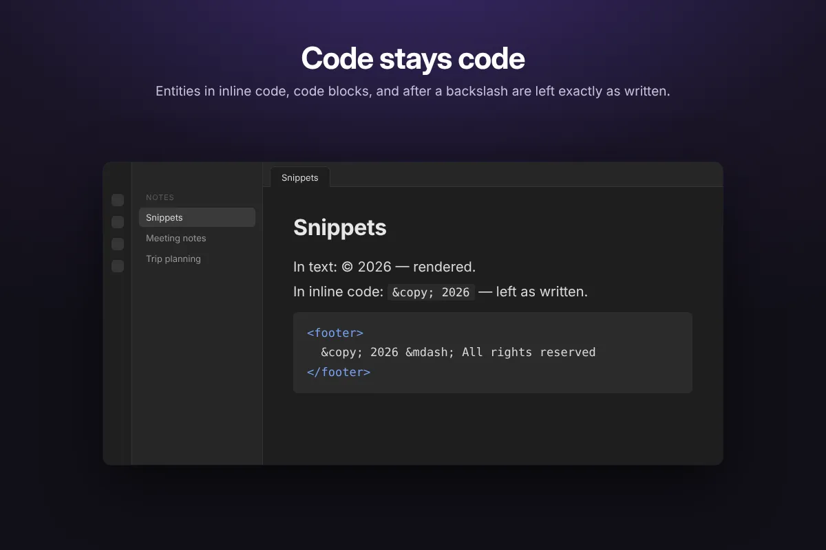 HTML Entity Renderer screenshot
