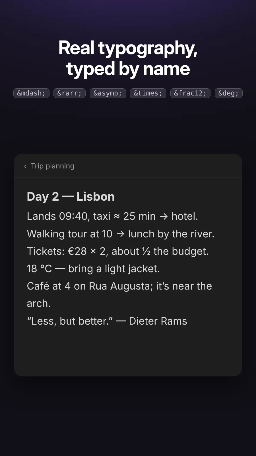 HTML Entity Renderer screenshot