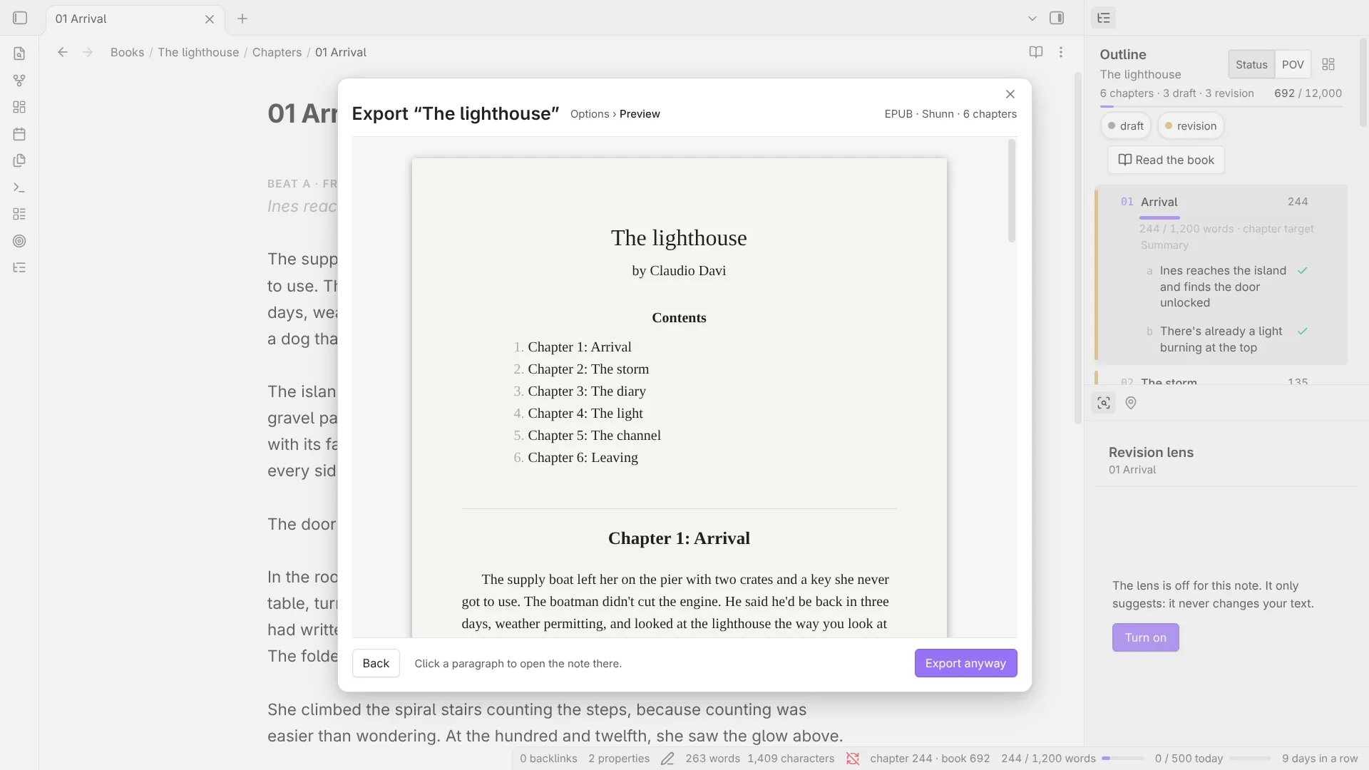 Escrita screenshot