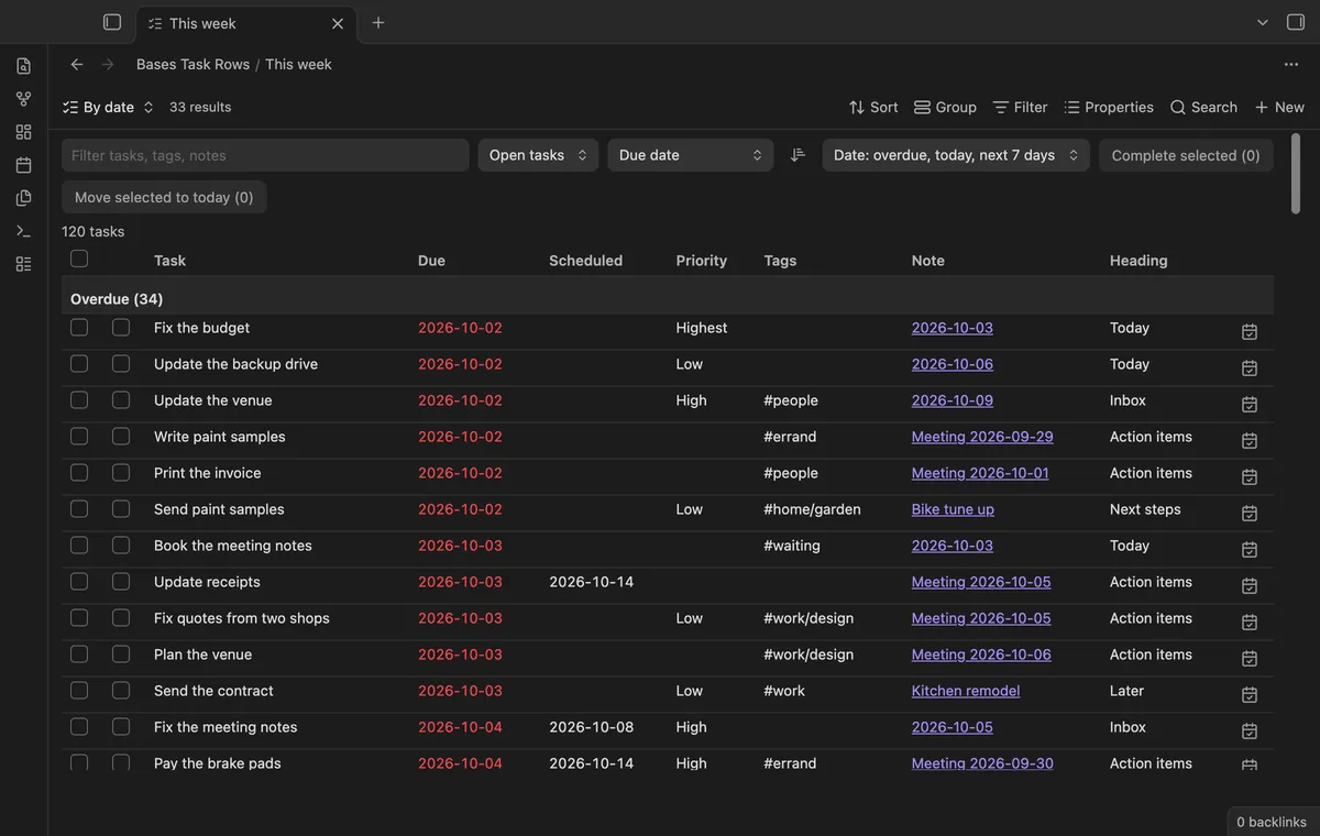 Bases Task Rows screenshot