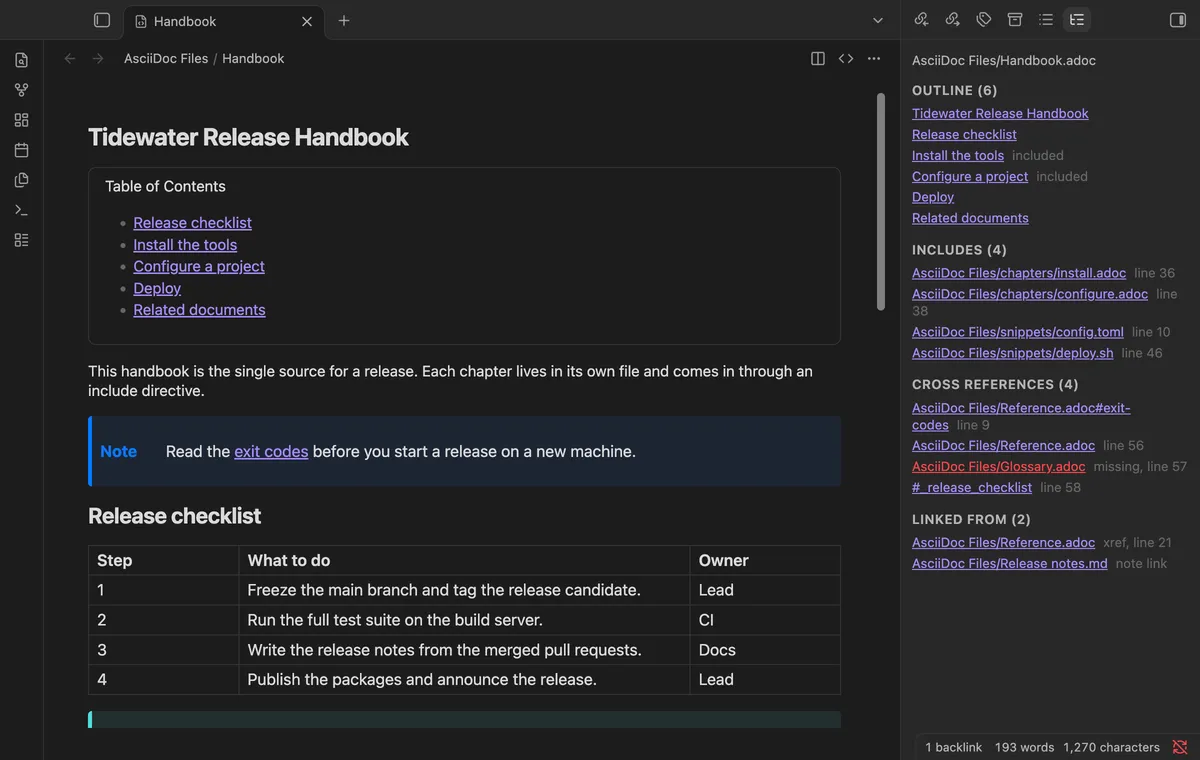AsciiDoc Files screenshot