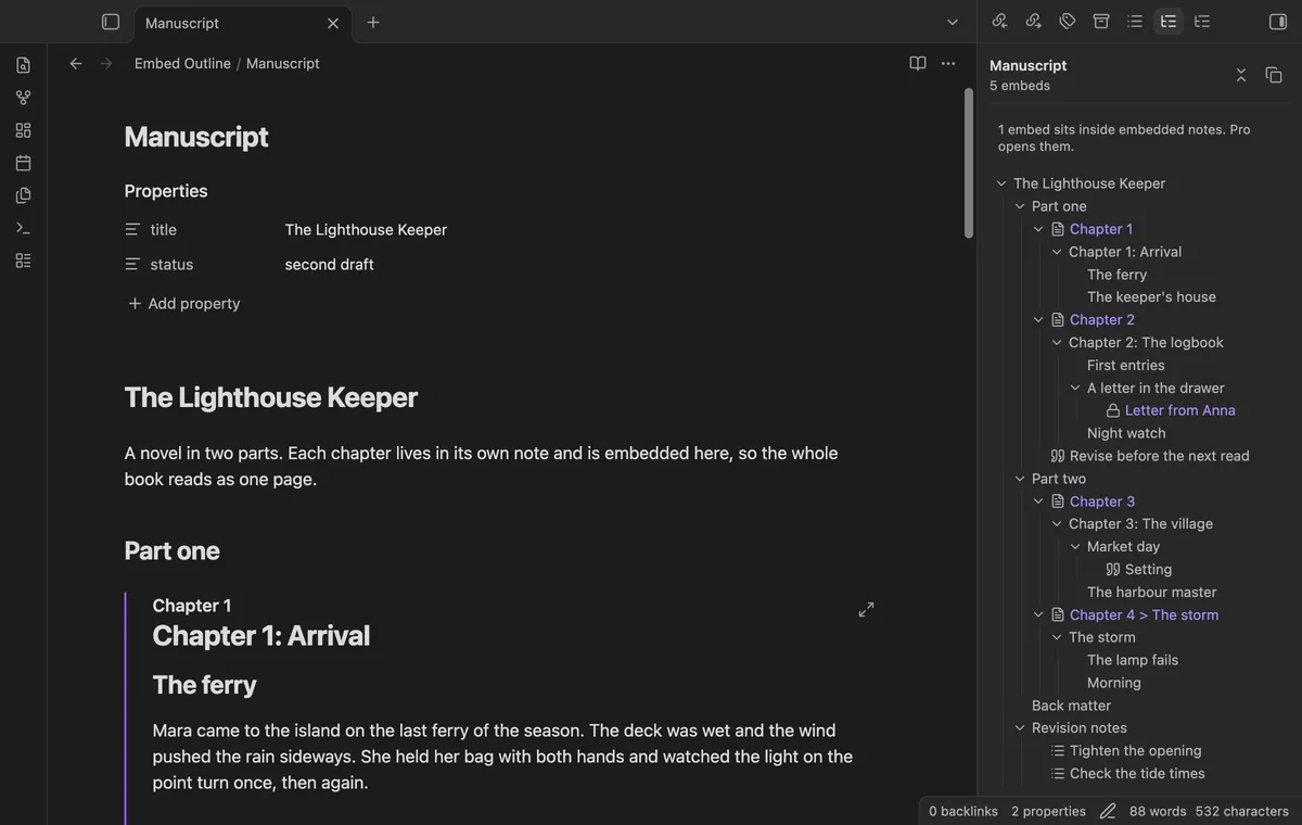 Embed Outline screenshot