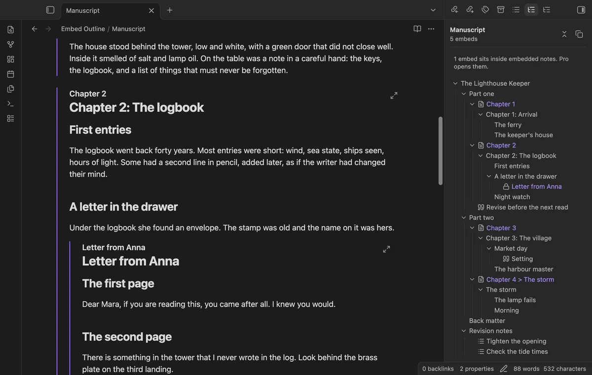 Embed Outline screenshot