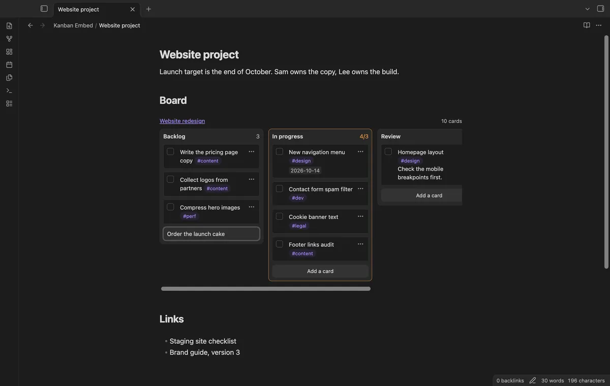 Kanban Embed screenshot