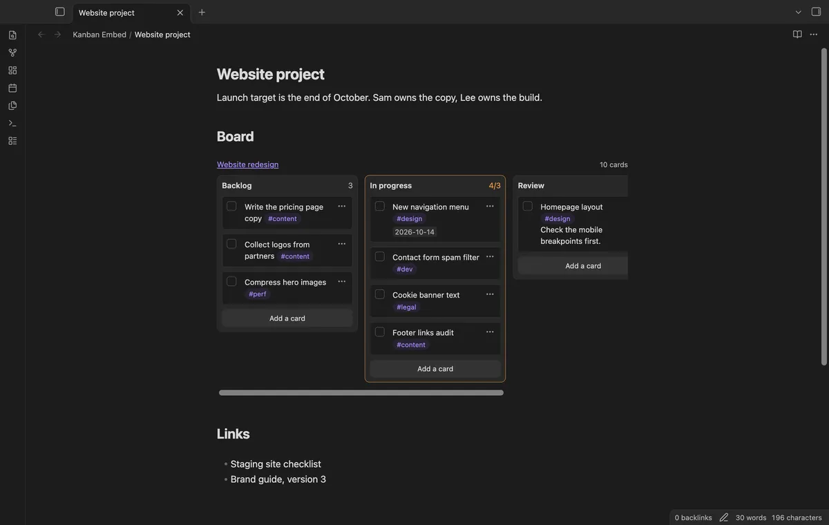 Kanban Embed screenshot