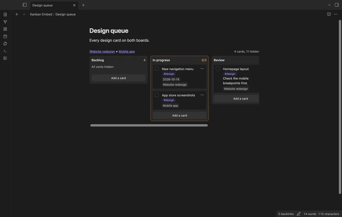 Kanban Embed screenshot