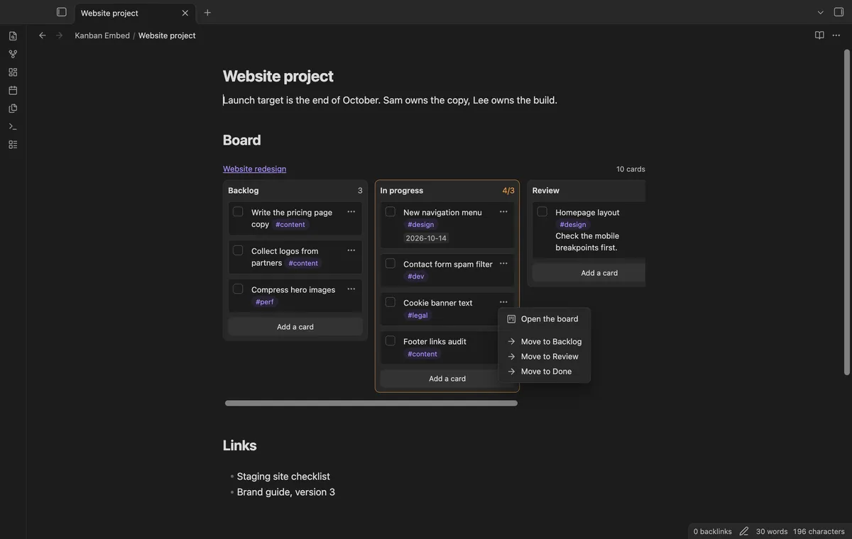 Kanban Embed screenshot