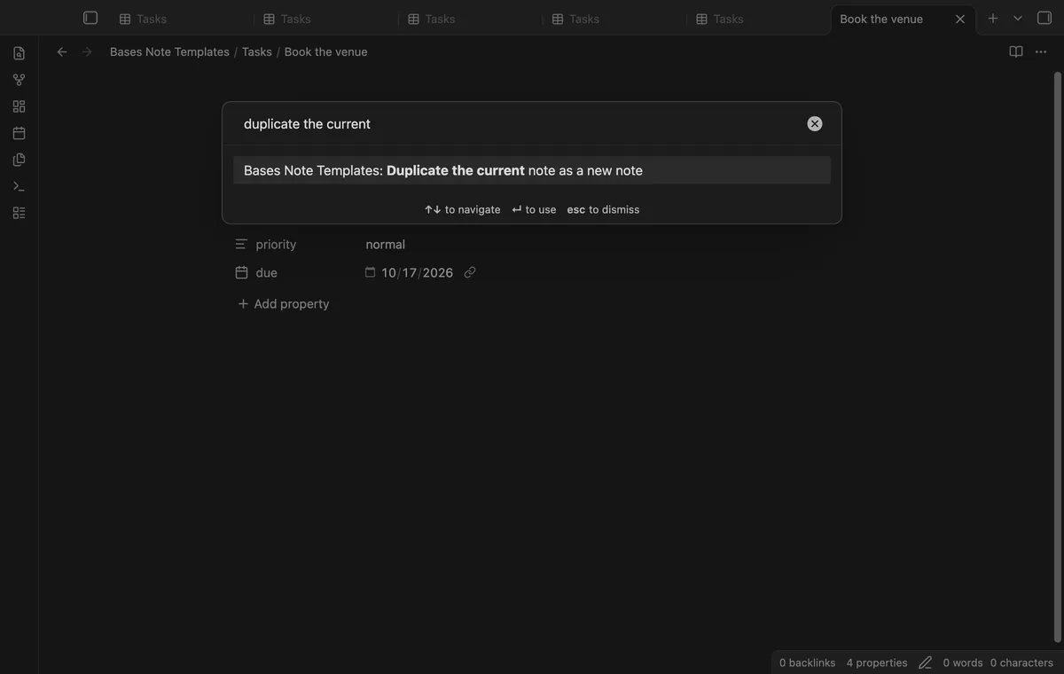 Bases Note Templates screenshot