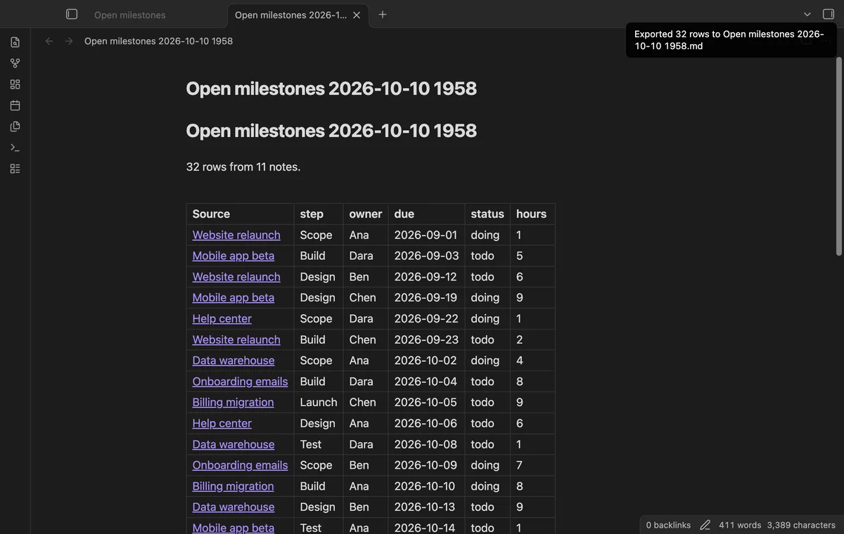 Flatten Table screenshot