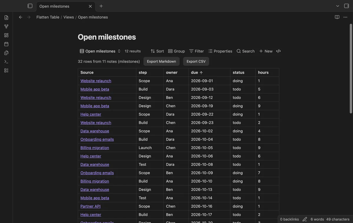 Flatten Table screenshot