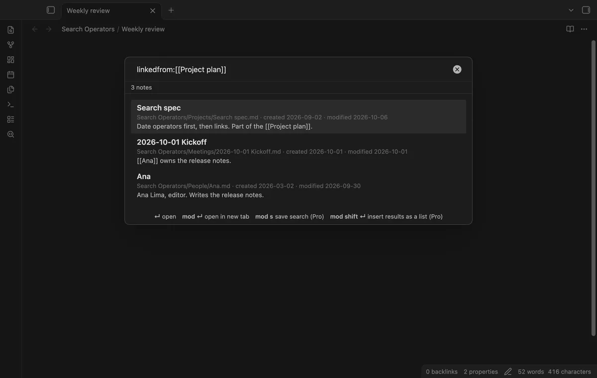 Search Operators screenshot