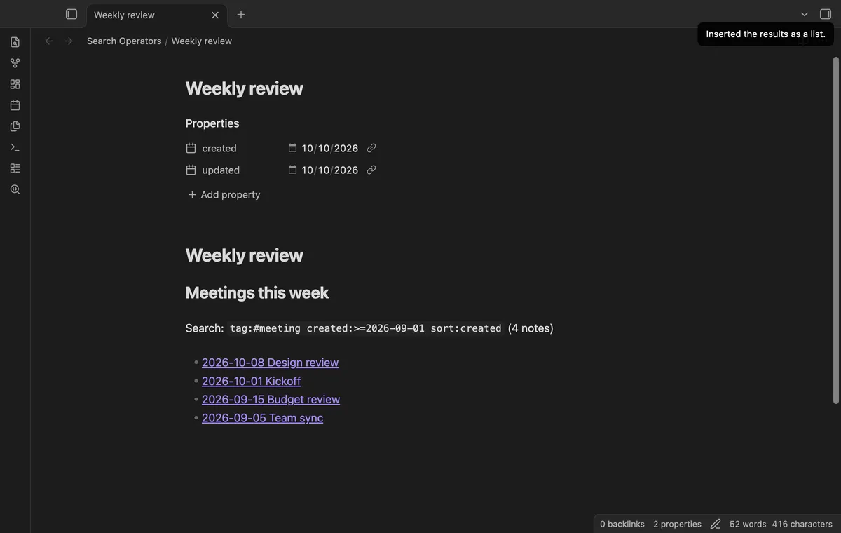 Search Operators screenshot