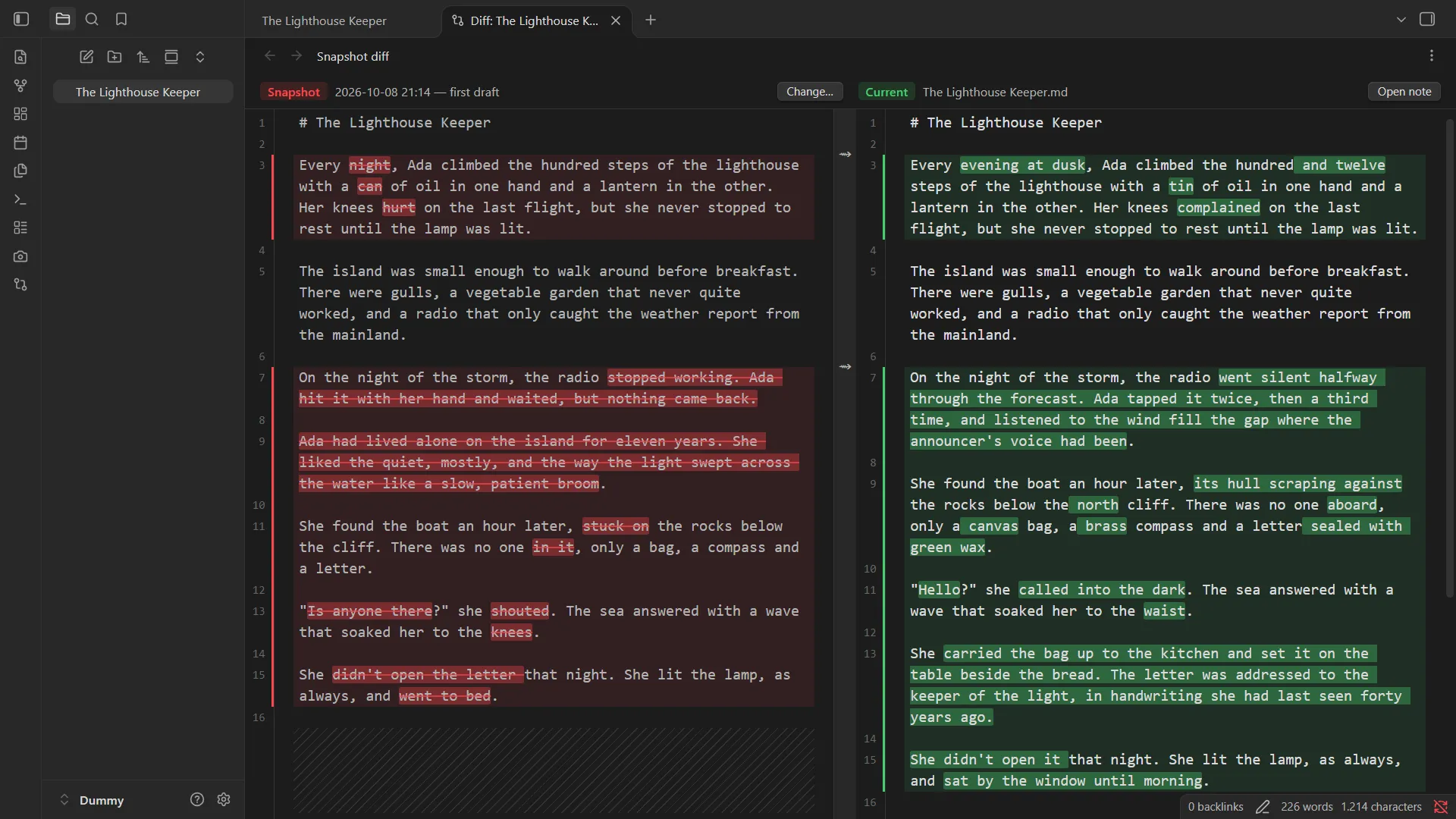 Snapshot Diff screenshot