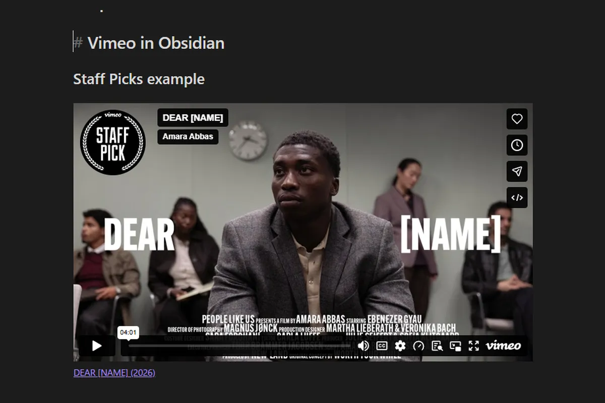 Simple Vimeo screenshot