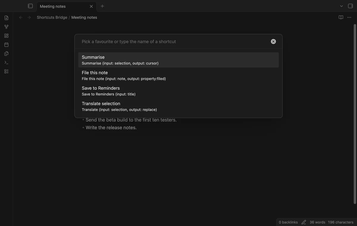 Shortcuts Bridge screenshot