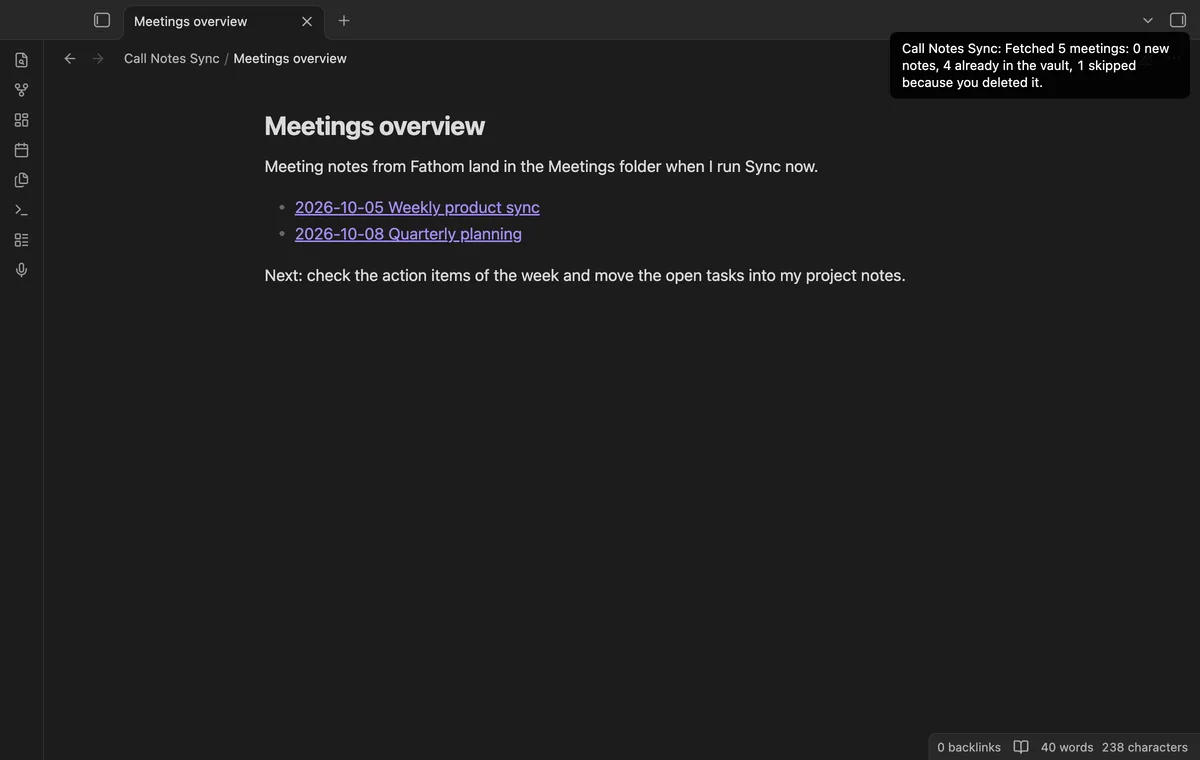 Call Notes Sync screenshot