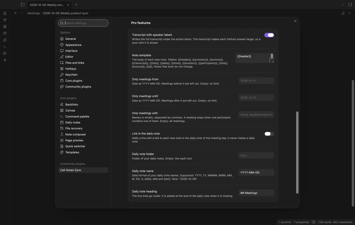 Call Notes Sync screenshot