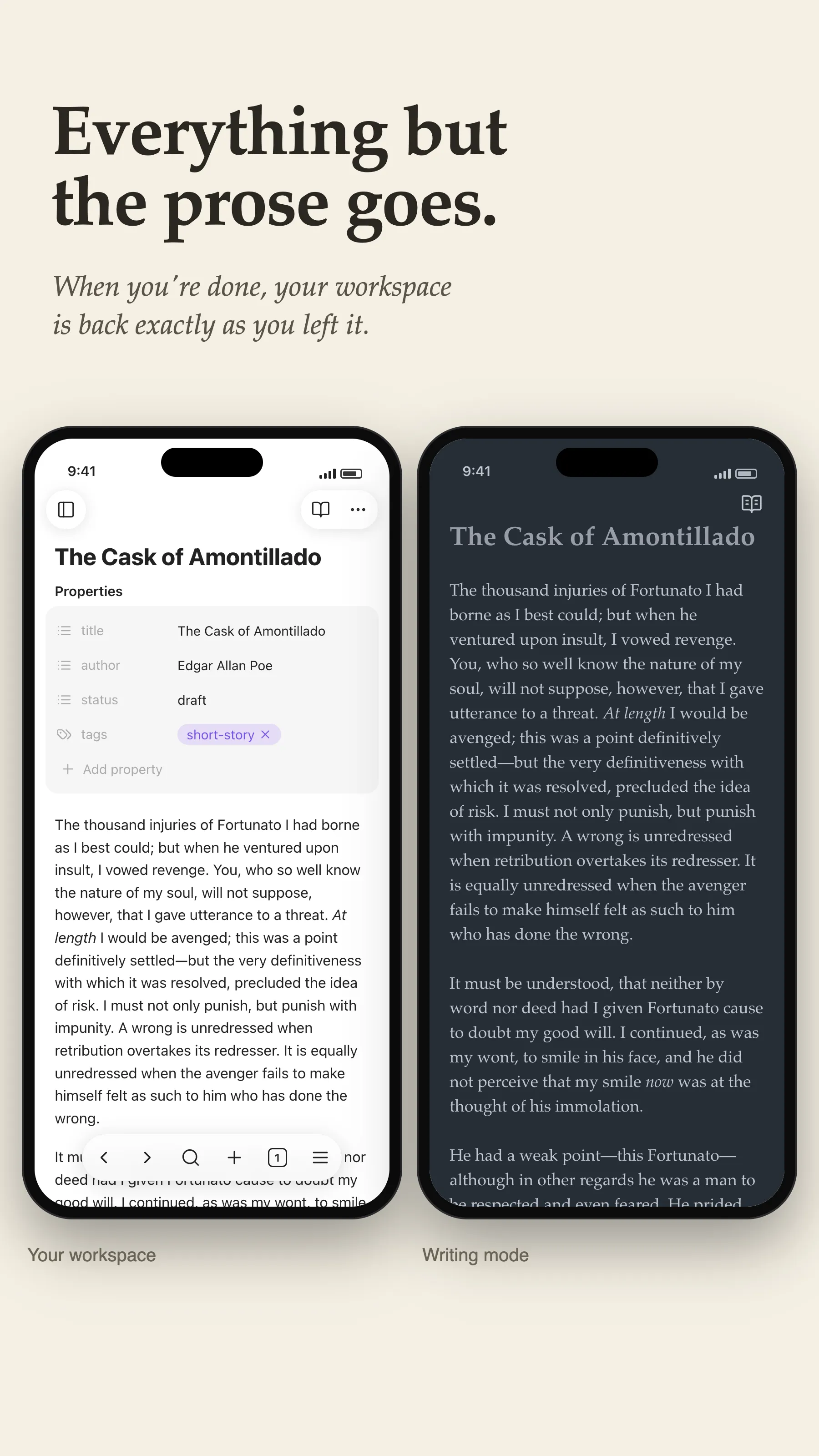 Writing Mode screenshot