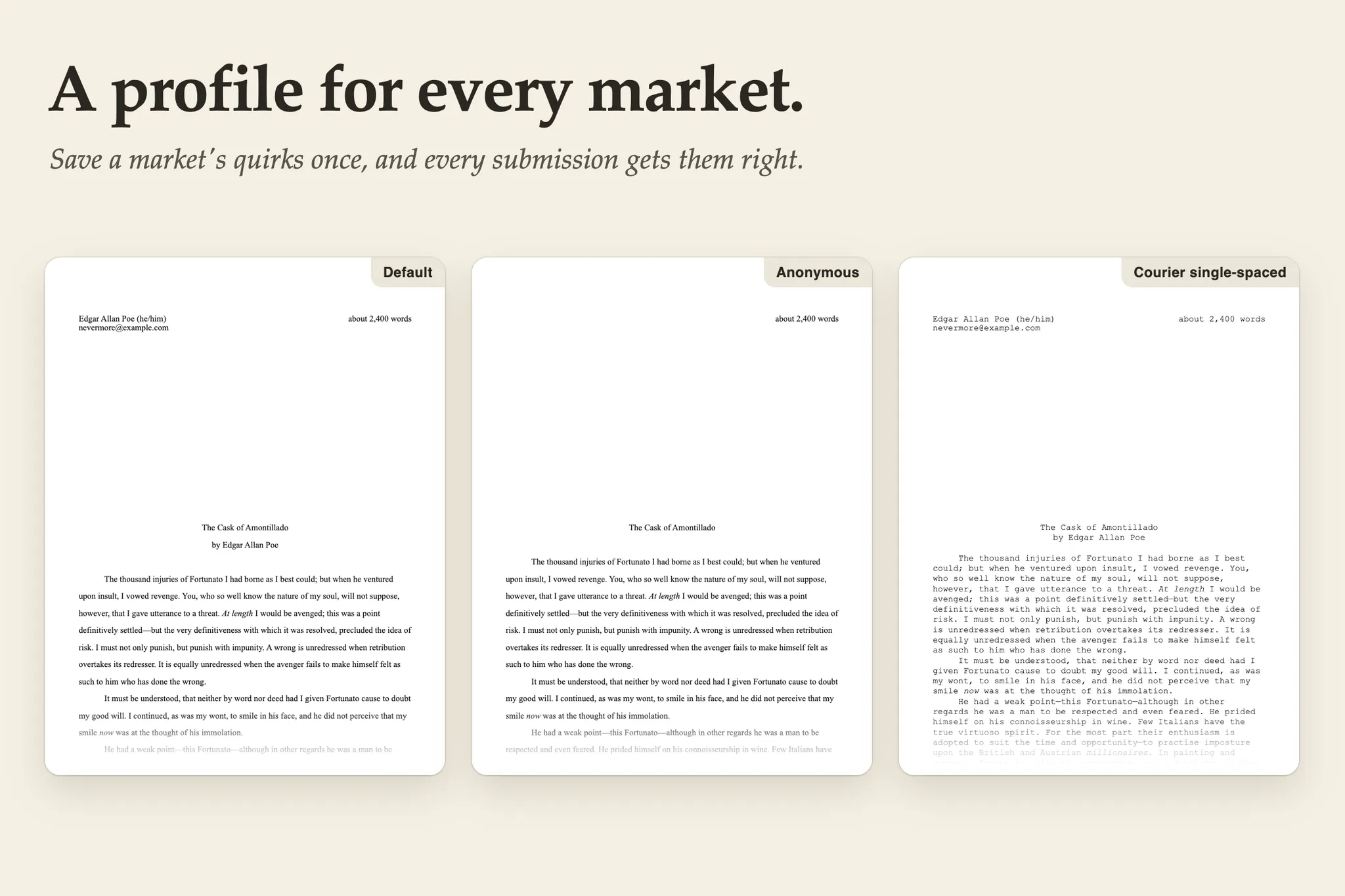 Standard Manuscript Format Export screenshot