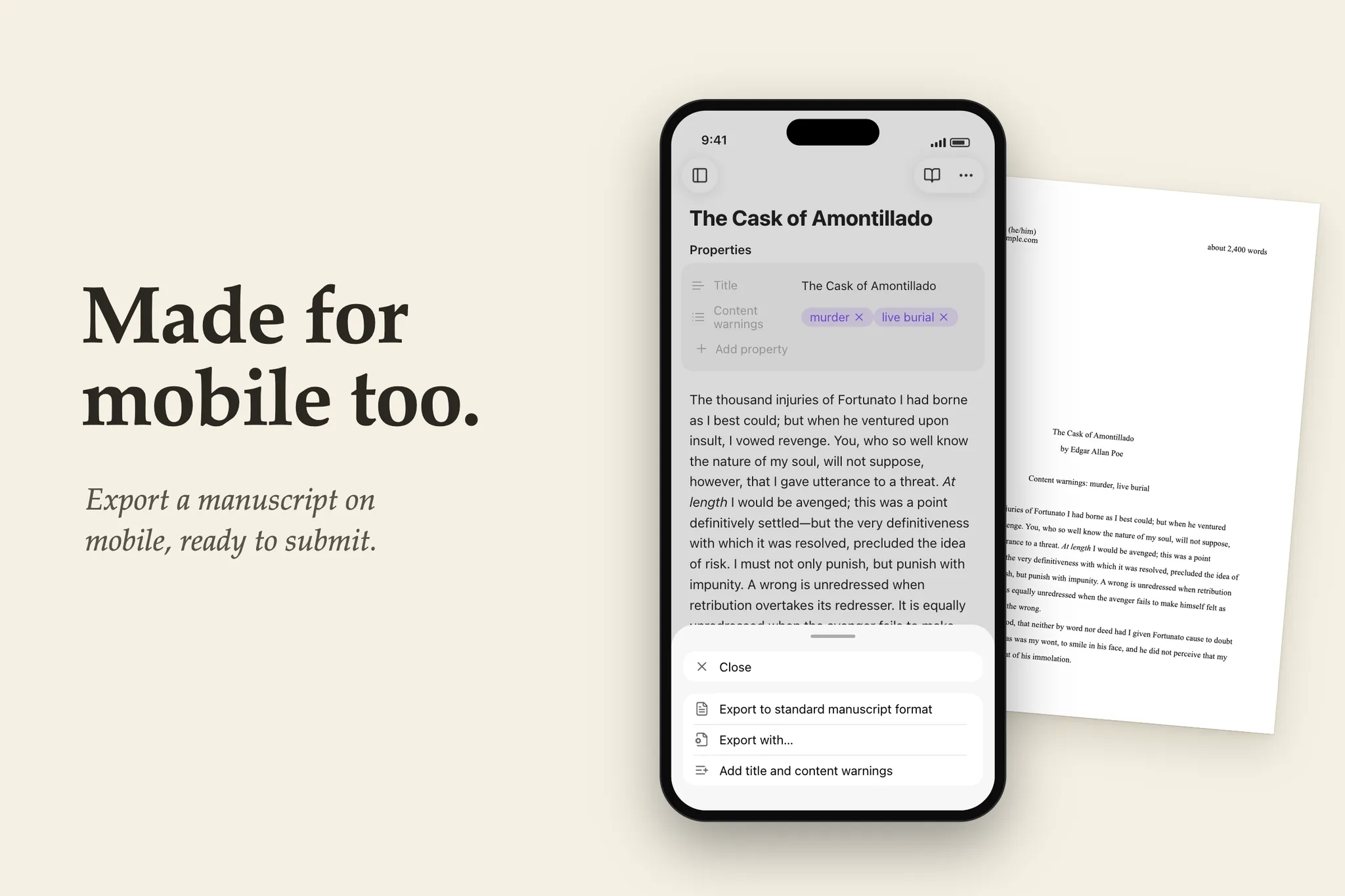 Standard Manuscript Format Export screenshot
