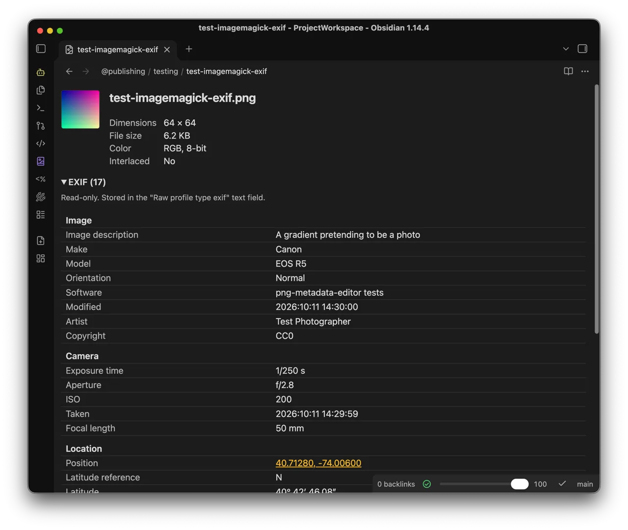 PNG Metadata Editor screenshot