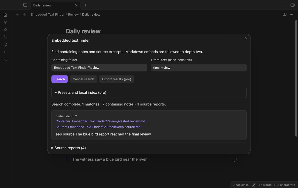 Embedded Text Finder screenshot