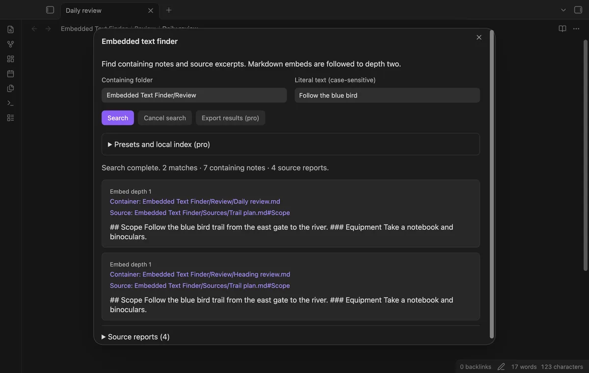 Embedded Text Finder screenshot