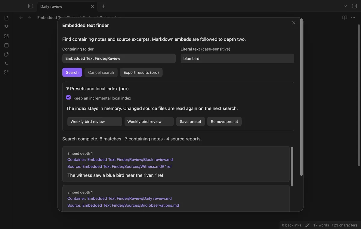 Embedded Text Finder screenshot
