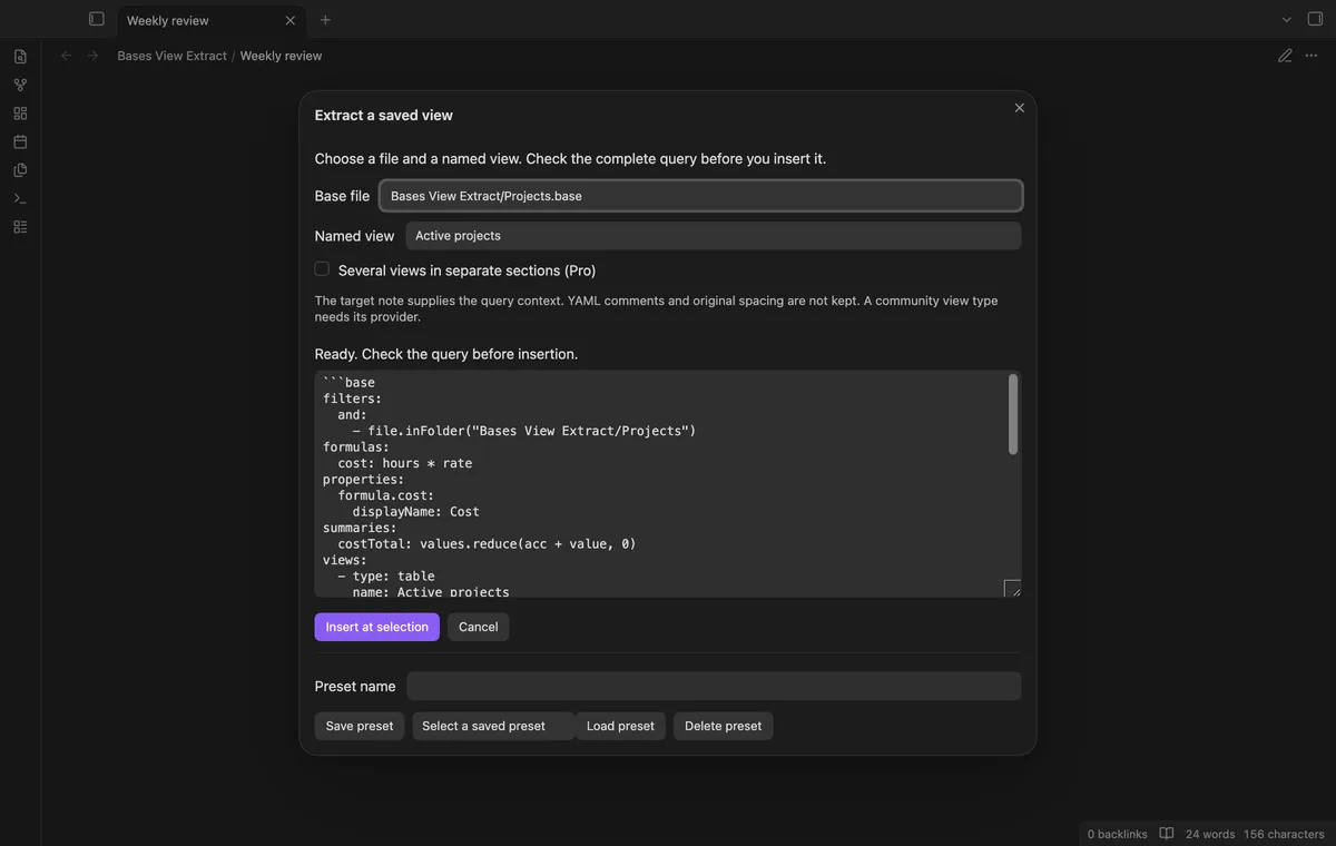 Bases View Extract screenshot