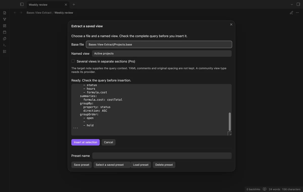 Bases View Extract screenshot