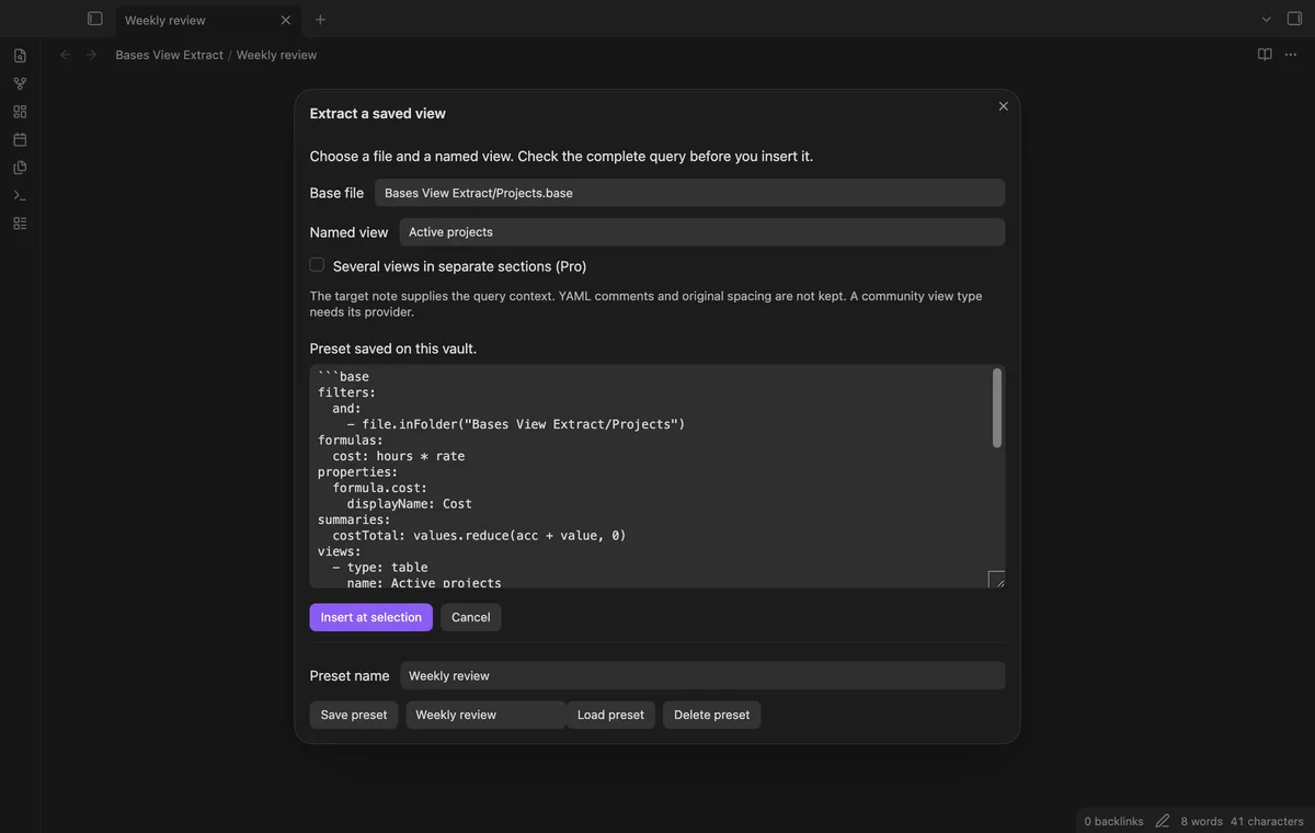 Bases View Extract screenshot
