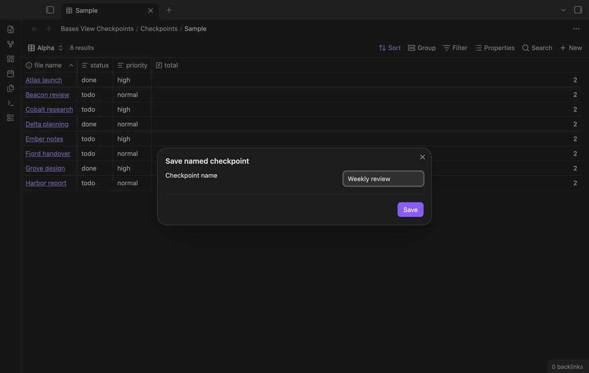 Bases View Checkpoints screenshot