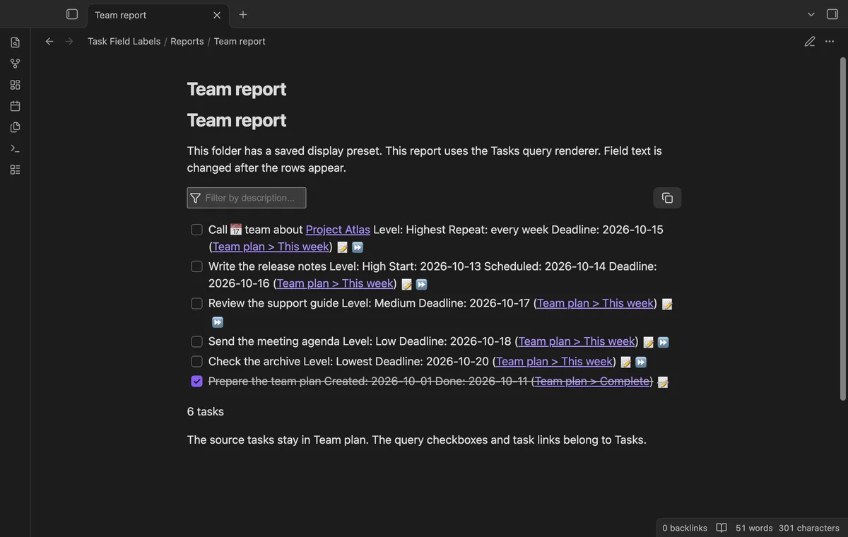 Task Field Labels screenshot