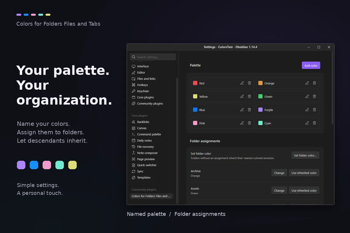 Colors for Folders Files and Tabs screenshot