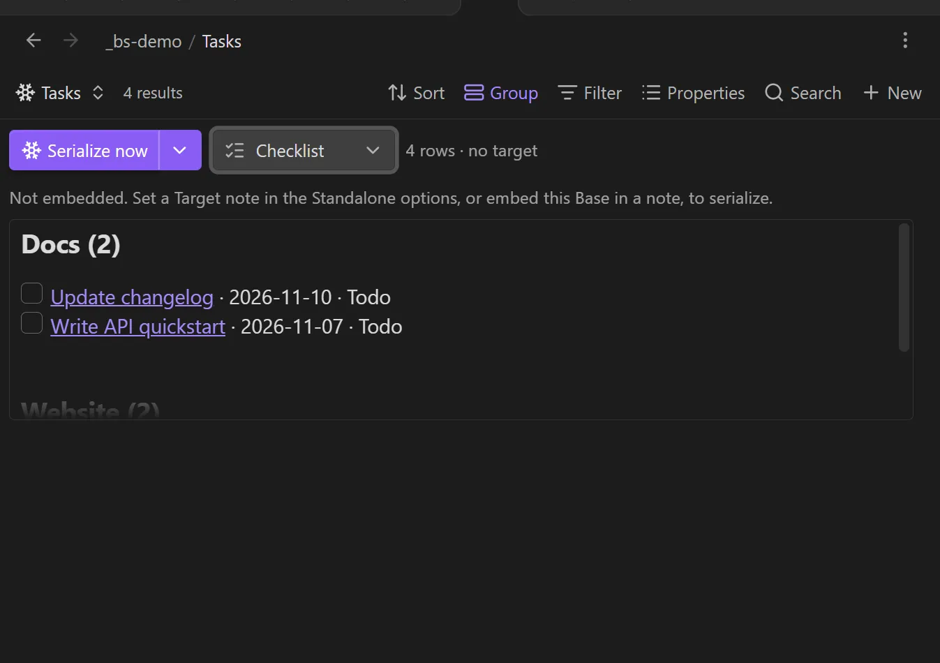 Bases Serializer screenshot