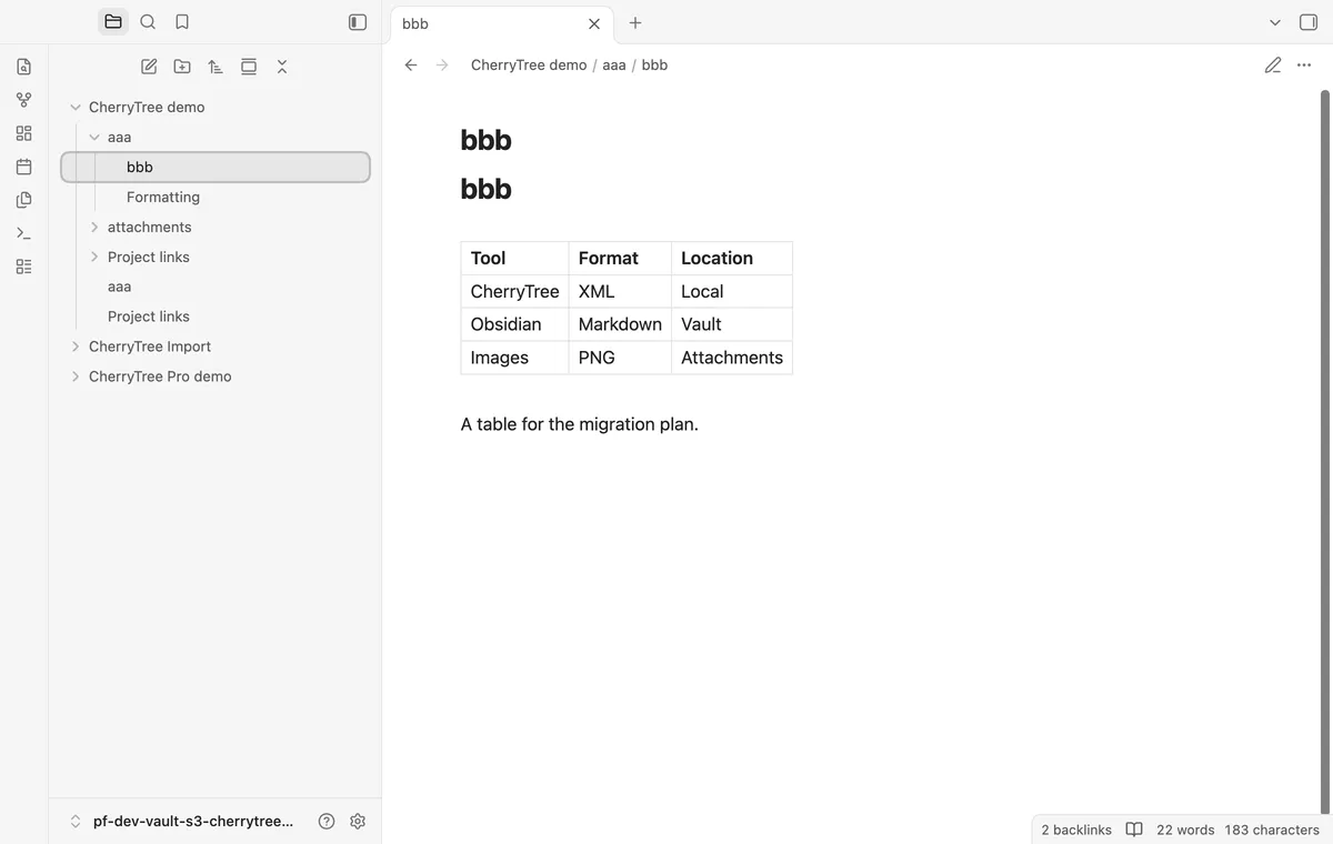 CherryTree Import screenshot