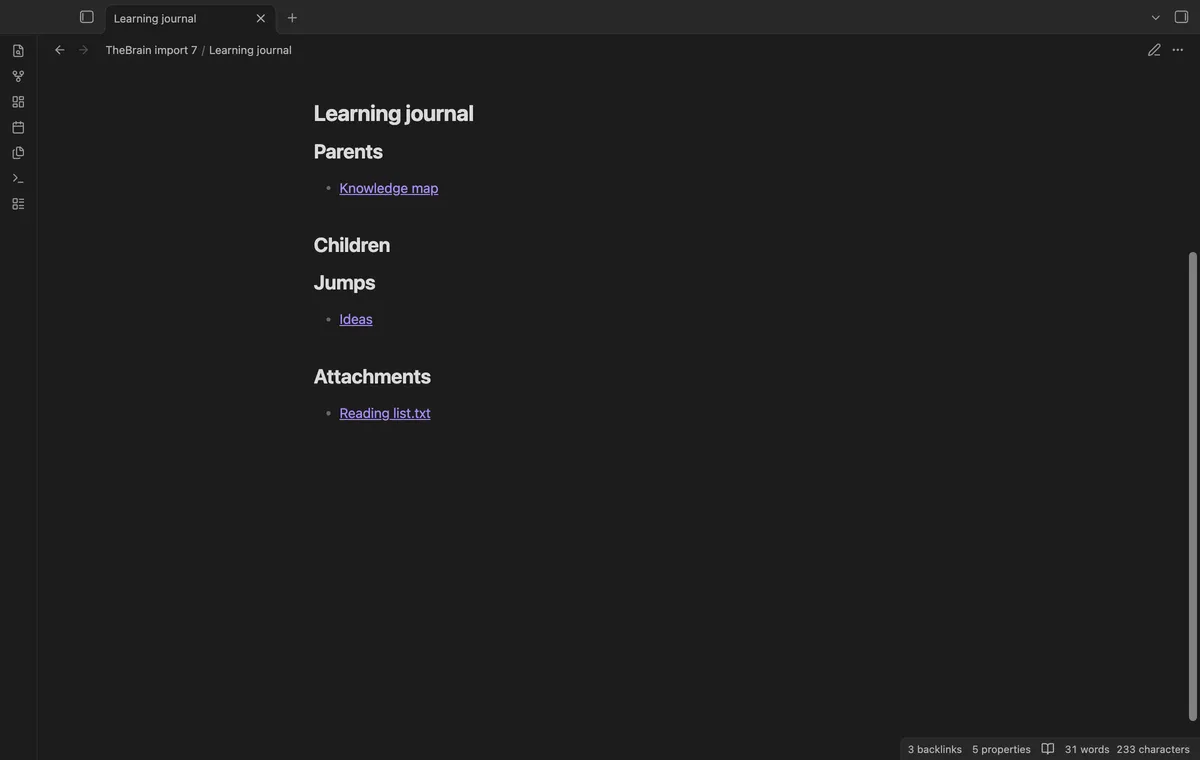 TheBrain Import screenshot