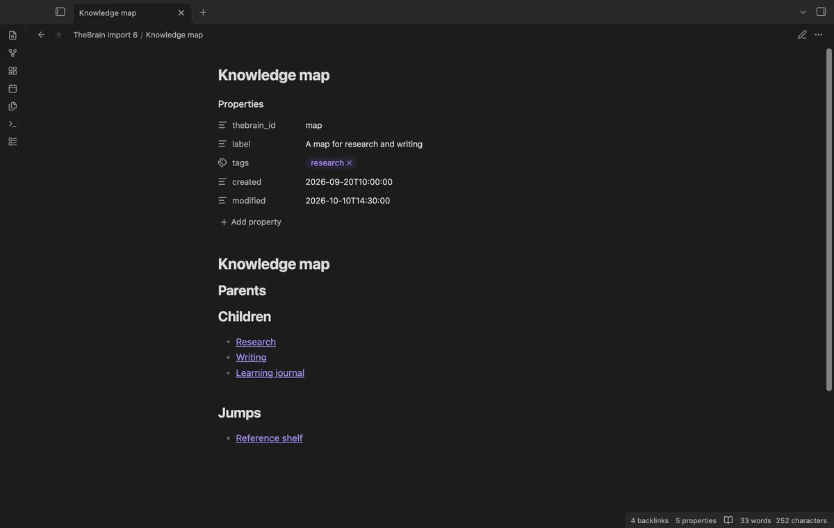 TheBrain Import screenshot
