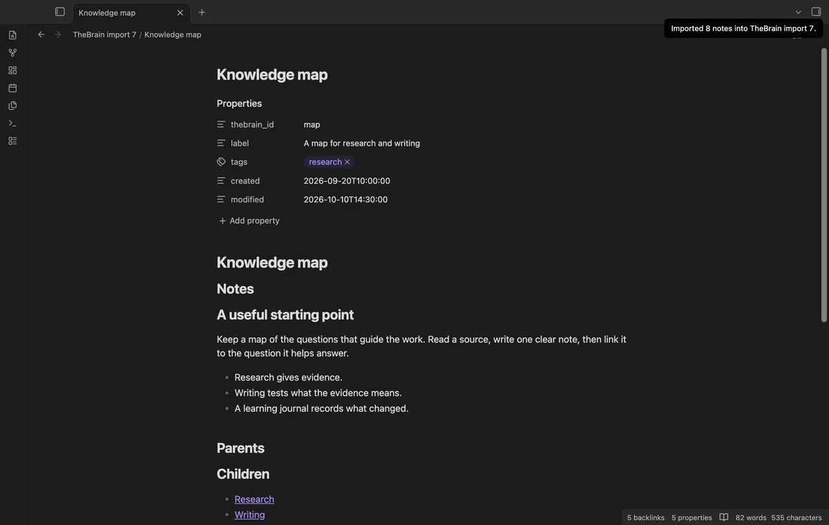 TheBrain Import screenshot
