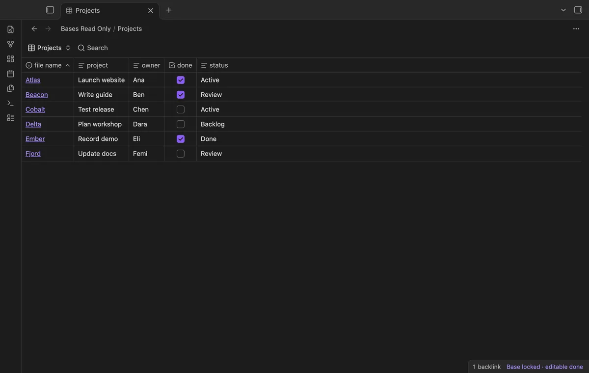 Bases Read Only screenshot