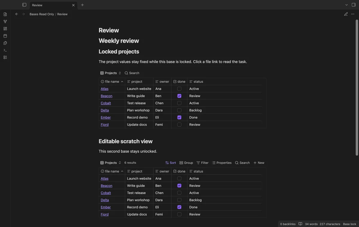 Bases Read Only screenshot