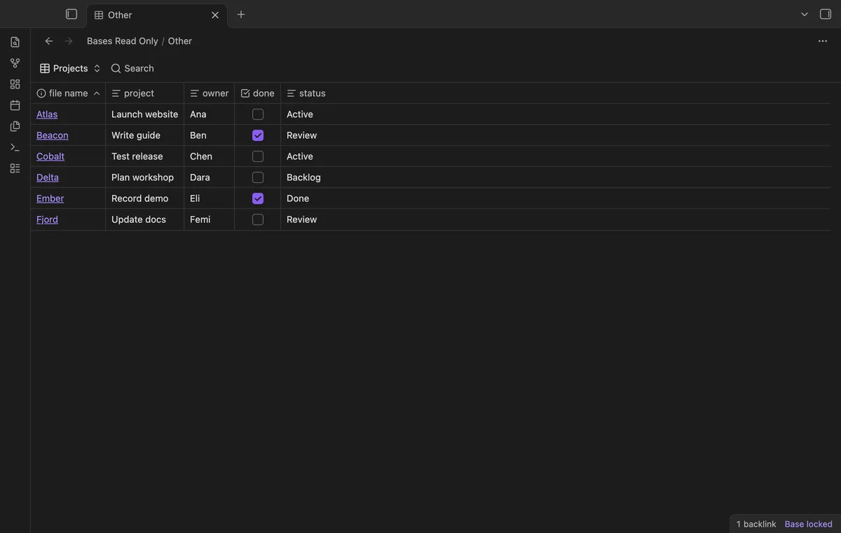 Bases Read Only screenshot