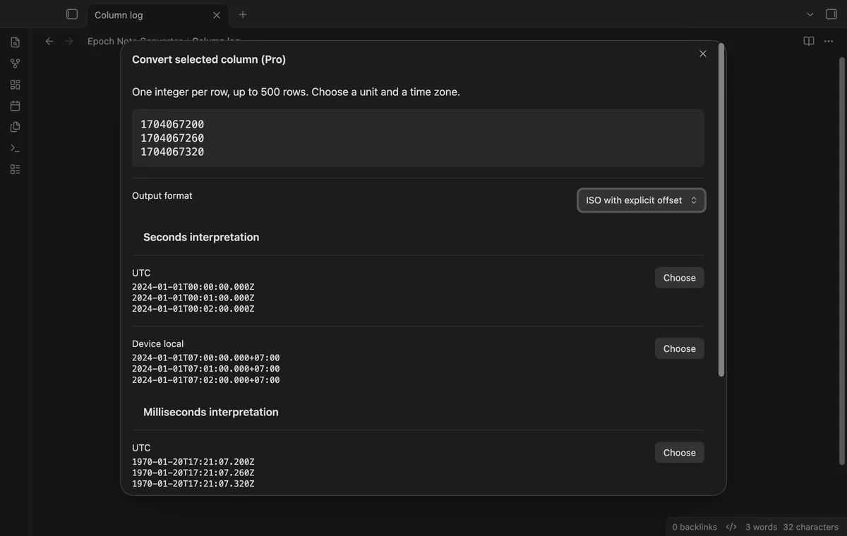 Epoch Note Converter screenshot